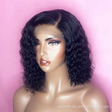Wholesale Cheap Deep Wave Bob Wig Hd Full Transparent Lace Front Human Hair Wig Brazilian Virgin Human Hair Lace Frontal Wig